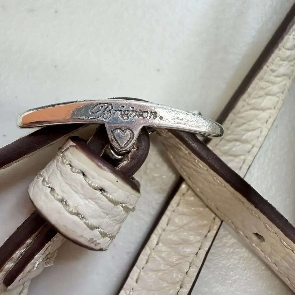 Brighton Interlok Phone Organizer Celtic Silver Hardware Cream Woven Leather